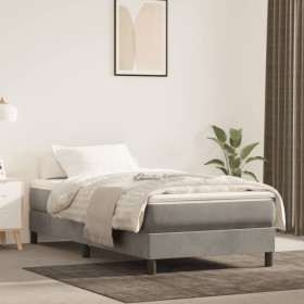 Cama box spring con colchón terciopelo gris claro 100x200 cm de vidaXL, Camas y somieres - Ref: Foro24-3144315, Precio: 285,7...