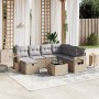 Juego de sofás jardín con cojines beige mezcla 8 pzas ratán PE