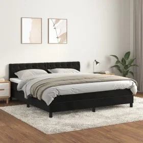 Box spring bed with black velvet mattress 160x200 cm by vidaXL, Beds and slatted bases - Ref: Foro24-3141493, Price: 501,12 €...