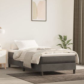 Cama box spring con colchón terciopelo gris oscuro 90x200 cm