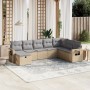 Juego de sofás jardín con cojines beige mezcla 8 pzas ratán PE