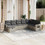 Set de sofás de jardín 8 pzas y cojines ratán sintético gris