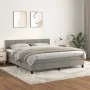 Box spring bed with light gray velvet mattress 160x200 cm by vidaXL, Beds and slatted bases - Ref: Foro24-3141431, Price: 484...