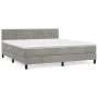 Box spring bed with light gray velvet mattress 160x200 cm by vidaXL, Beds and slatted bases - Ref: Foro24-3141431, Price: 484...