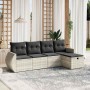 Set de sofás jardín y cojines 5 pzas ratán sintético gris claro