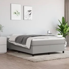 Box spring bed with light gray fabric mattress 140x190 cm by vidaXL, Beds and slatted bases - Ref: Foro24-3144415, Price: 404...