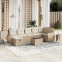 Juego de sofás de jardín con cojines beige 8 pzas ratán PE