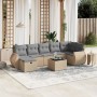 Juego de sofás jardín con cojines beige mezcla 8 pzas ratán PE