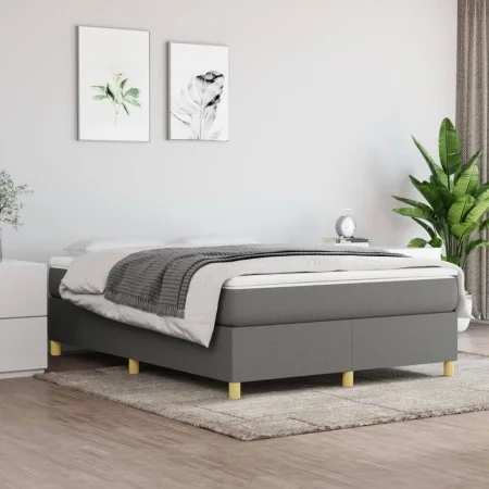 Box spring bed with dark gray fabric mattress 140x190 cm by vidaXL, Beds and slatted bases - Ref: Foro24-3144515, Price: 411,...