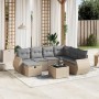 Juego de sofás jardín con cojines beige mezcla 8 pzas ratán PE