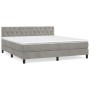 Box spring bed with light gray velvet mattress 160x200 cm by vidaXL, Beds and slatted bases - Ref: Foro24-3141491, Price: 484...
