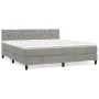 Box spring bed with light gray velvet mattress 160x200 cm by vidaXL, Beds and slatted bases - Ref: Foro24-3141491, Price: 470...
