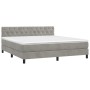 Box spring bed with light gray velvet mattress 160x200 cm by vidaXL, Beds and slatted bases - Ref: Foro24-3141491, Price: 484...