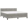 Box spring bed with light gray velvet mattress 160x200 cm by vidaXL, Beds and slatted bases - Ref: Foro24-3141491, Price: 470...