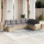 Juego de sofás jardín con cojines beige mezcla 8 pzas ratán PE