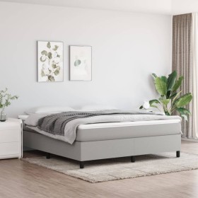 Cama box spring con colchón tela gris claro 160x200 cm