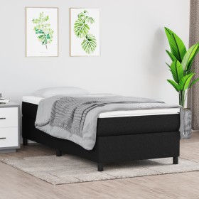 Cama box spring con colchón tela negro 80x200 cm