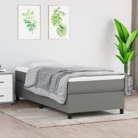 Cama box spring con colchón tela gris oscuro 90x200 cm