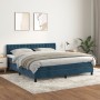 Cama box spring con colchón terciopelo azul oscuro 180x200 cm