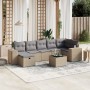Juego de sofás jardín con cojines beige mezcla 8 pzas ratán PE