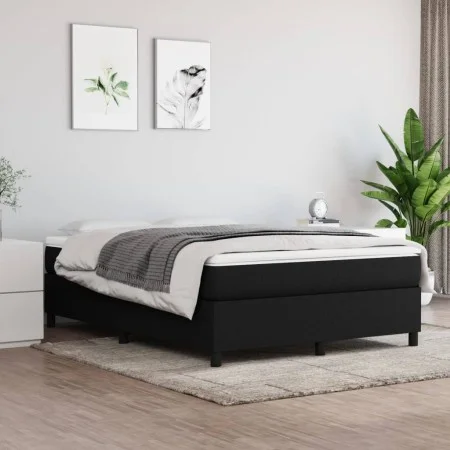 Box spring bed with black fabric mattress 140x190 cm by vidaXL, Beds and slatted bases - Ref: Foro24-3144417, Price: 382,23 €...
