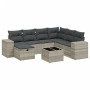 Set de sofás de jardín 8 pzas y cojines ratán sintético gris