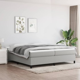 Cama box spring con colchón tela gris claro 200x200 cm