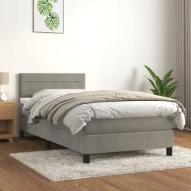 Box spring bed with light gray velvet mattress 80x200 cm by vidaXL, Beds and slatted bases - Ref: Foro24-3141329, Price: 278,...