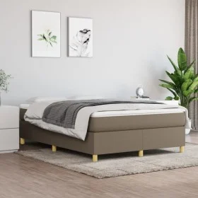 Box spring bed with taupe gray fabric mattress 140x200 cm by vidaXL, Beds and slatted bases - Ref: Foro24-3144526, Price: 388...