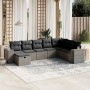 Set de sofás de jardín 8 pzas y cojines ratán sintético gris