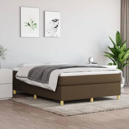 Box spring bed with dark brown fabric mattress 140x190 cm by vidaXL, Beds and slatted bases - Ref: Foro24-3144517, Price: 404...
