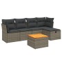 Set de muebles de jardín 6 pzas y cojines ratán sintético gris