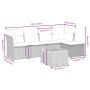 Set de muebles de jardín 6 pzas y cojines ratán sintético gris