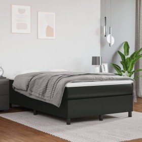 Cama box spring con colchón cuero sintético negro 