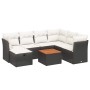 Set de sofás de jardín 8 piezas y cojines ratán sintético negro