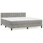 Box spring bed with light gray velvet mattress 160x200 cm by vidaXL, Beds and slatted bases - Ref: Foro24-3141551, Price: 487...