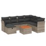 Set de sofás de jardín 8 pzas y cojines ratán sintético gris
