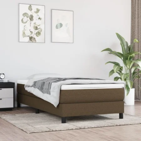 Box spring bed with dark brown fabric mattress 90x200 cm by vidaXL, Beds and slatted bases - Ref: Foro24-3144048, Price: 247,...