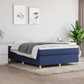 Box spring bed with blue fabric mattress 140x200 cm by vidaXL, Beds and slatted bases - Ref: Foro24-3144528, Price: 396,38 €,...
