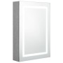 Armario de baño con espejo y LED gris hormigón 50x13x70 cm