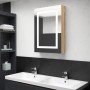 Armario de baño con espejo y LED color roble 50x13x70 cm en Tocadores de baño | Comprar online en Foro24