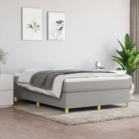 Box spring bed with light gray fabric mattress 140x200 cm by vidaXL, Beds and slatted bases - Ref: Foro24-3144522, Price: 389...