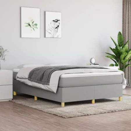 Box spring bed with light gray fabric mattress 140x200 cm by vidaXL, Beds and slatted bases - Ref: Foro24-3144522, Price: 389...