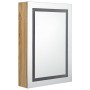 Armario de baño con espejo y LED color roble 50x13x70 cm