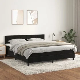Box spring bed with black velvet mattress 180x200 cm by vidaXL, Beds and slatted bases - Ref: Foro24-3141439, Price: 527,40 €...