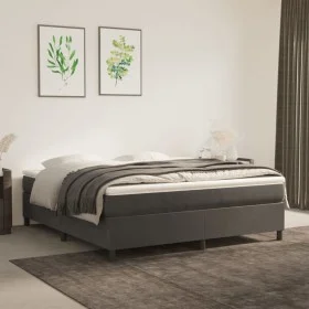 Box spring bed with dark gray velvet mattress 160x200 cm by vidaXL, Beds and slatted bases - Ref: Foro24-3144688, Price: 403,...