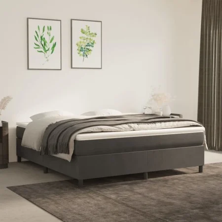 Box spring bed with dark gray velvet mattress 160x200 cm by vidaXL, Beds and slatted bases - Ref: Foro24-3144688, Price: 403,...