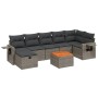 Set de sofás de jardín 8 pzas y cojines ratán sintético gris