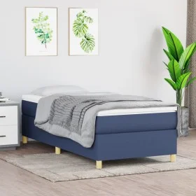 Box spring bed with blue fabric mattress 100x200 cm by vidaXL, Beds and slatted bases - Ref: Foro24-3144504, Price: 282,21 €,...
