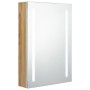 Armario de baño con espejo y LED blanco y roble 50x13x70 cm